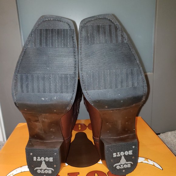 SOTO Men's Square Toe Brown Leather Boots - Picture 5 of 6